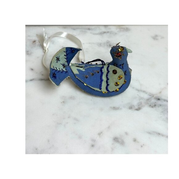 Vintage Handcrafted Felt Bird Hanging Ornament Sequin Embellishment Bird Lovers - Picture 1 of 5